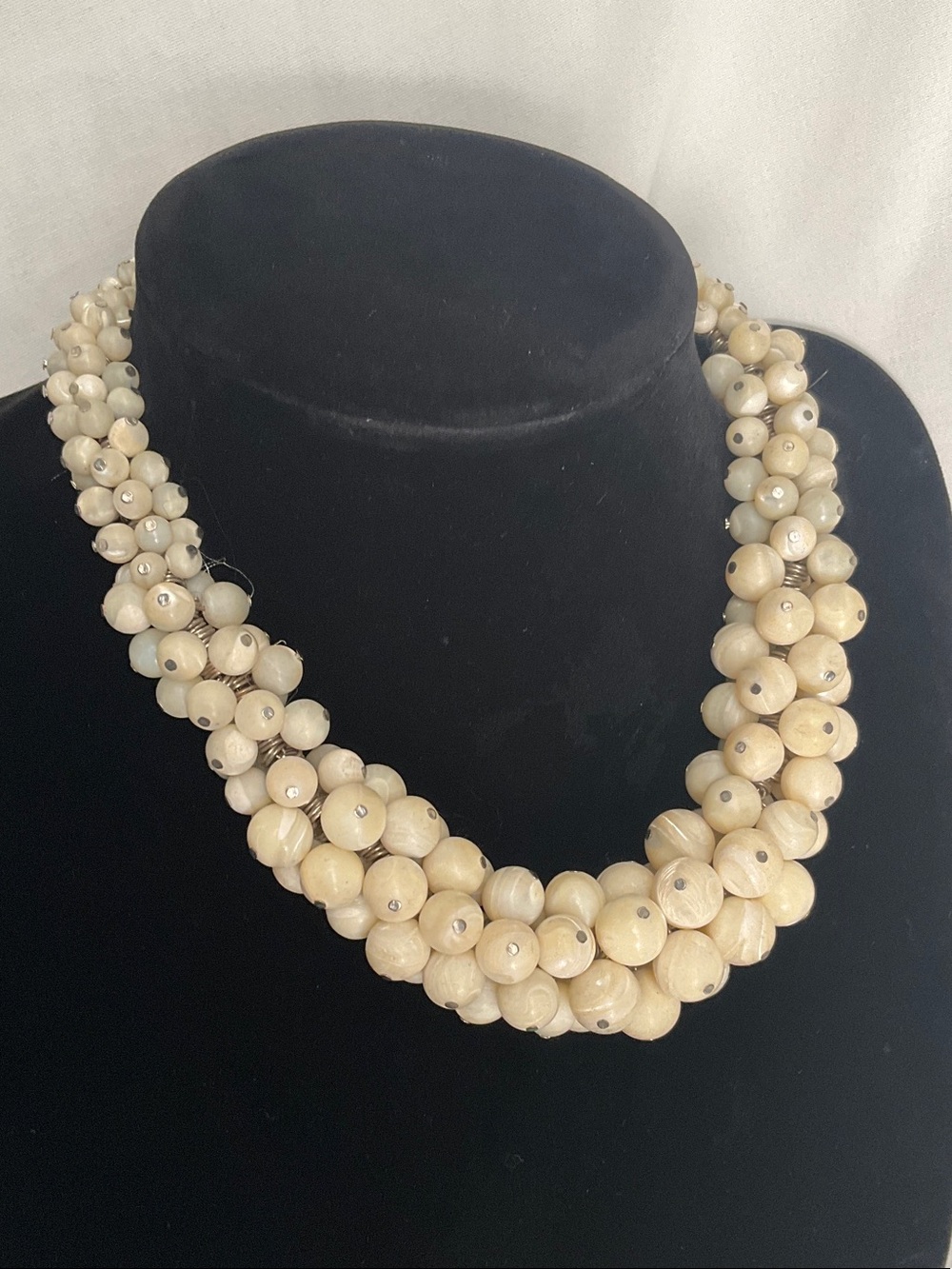 Vintage mother of pearl chunky hand wired necklace